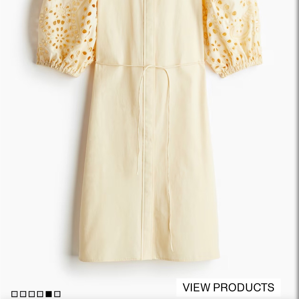 H&M Cream Dress with Eyelet Sleeves